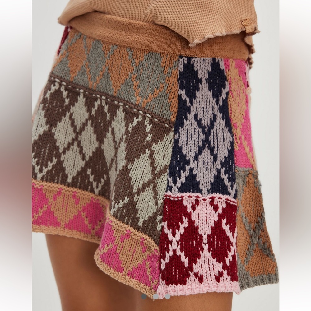 Free People Patchwork Knit Mini Skirt